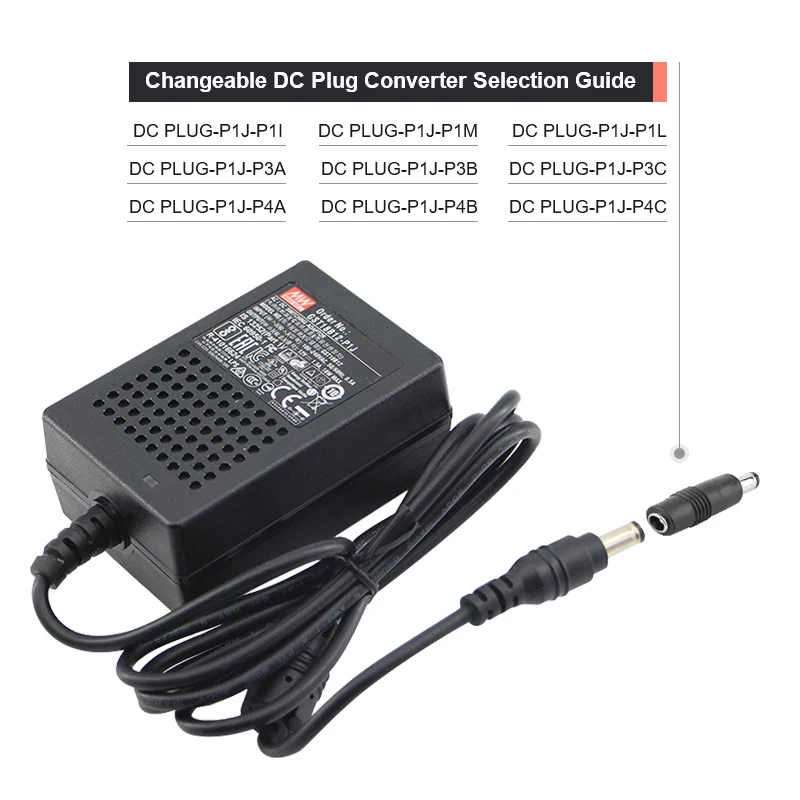 Meanwell Adapter DC -PLUG -R7BF/P1M/P1J -P1I/P1M/P1L/P3A/P3B/P3C/P1IR/P1MR/P1LR/P1JR/R6B/R7B/R1B/P1Jadapter Changeable DC Plug