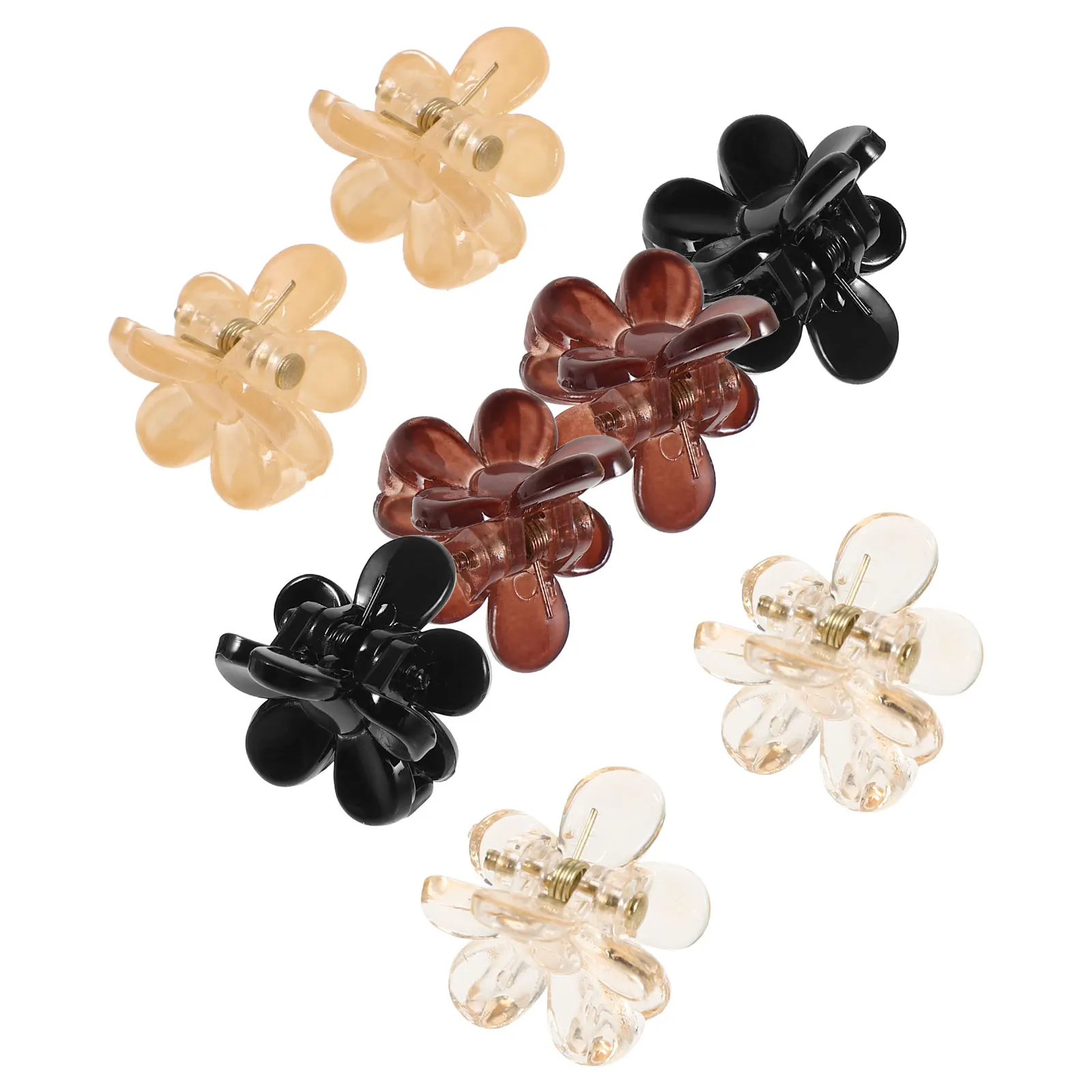 

8pcs Mini Flower Hair Clips Small Claw Accessories Women Girls Toddler Plastic Rhinestone Durable Easy Hairstyle Thin Thick