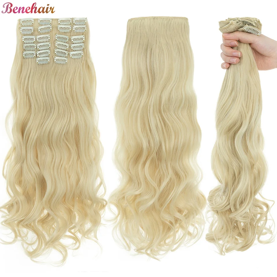 BENEHAIR 180g 12PCS Wavy Clip in Hair Extensions 22\