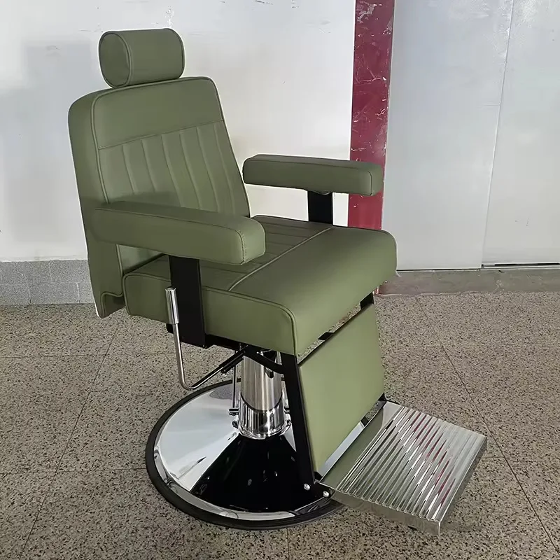 Barber Shop Furniture Silver Round Base Hairdressing Chair Modern Rotary Hairdressing Chair
