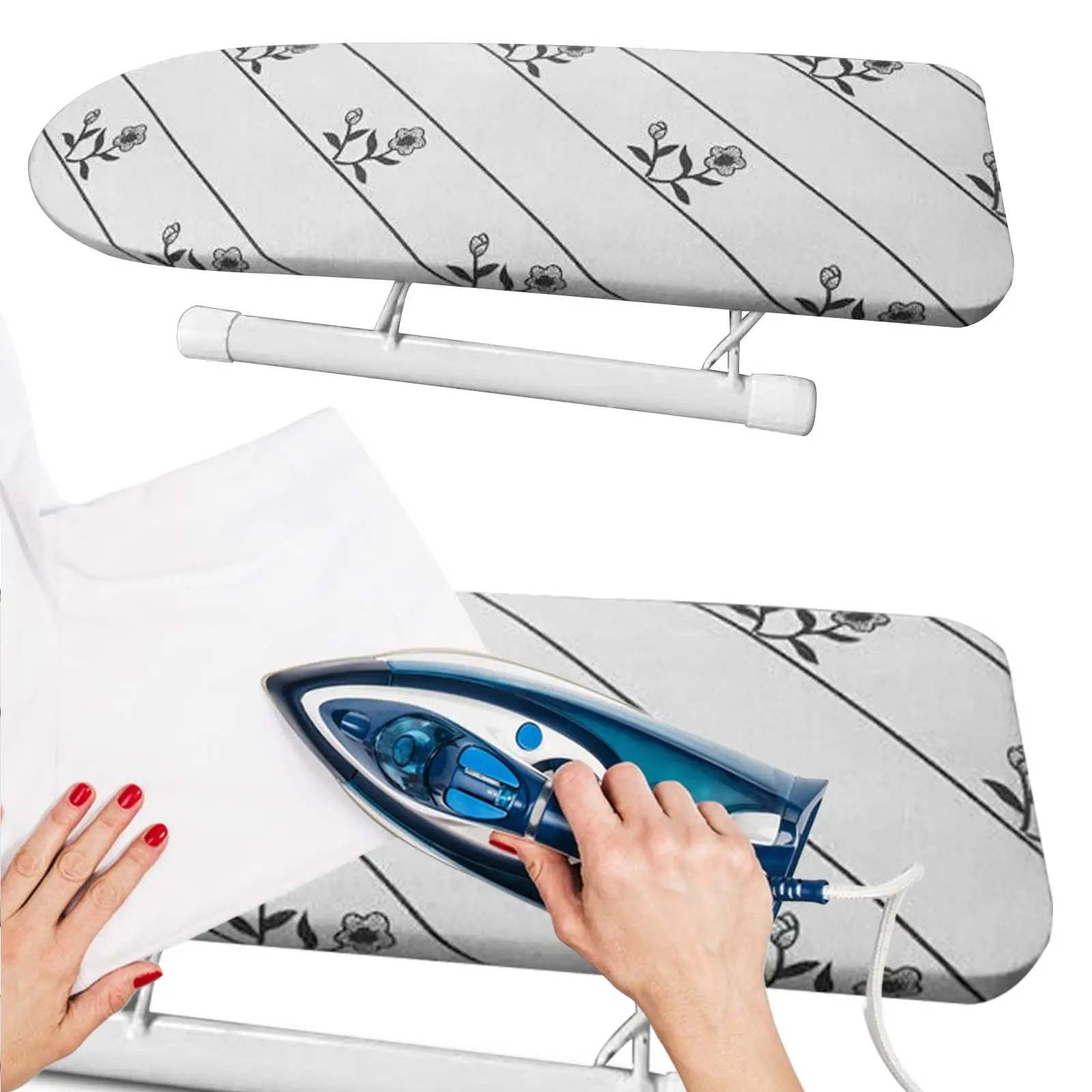 Small Ironing Board with Iron Board Cover Foldable Iron Board Sleeve Rack for Laundry Room Travel Dorm Apartment Cuffs