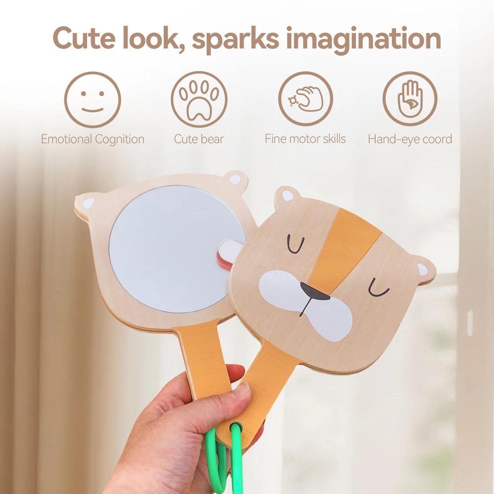 Giocattolo Montessori Cognizione emotiva del bambino Specchio del fumetto Apprendimento dell'espressione facciale per la carta di espressione emotiva dei neonati