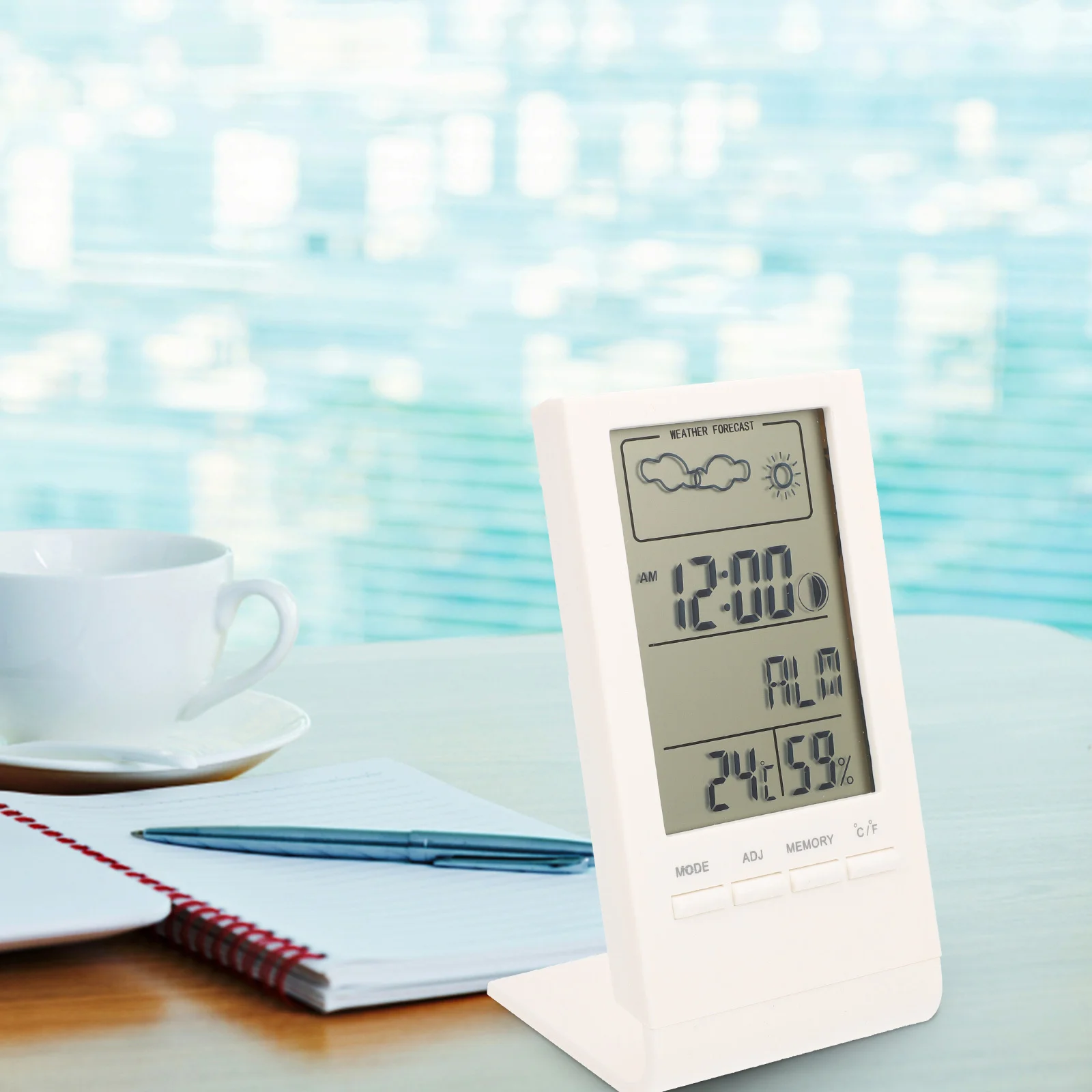 

Electronic Meteorological Clock Thermometer Alarm Humidity Indoor