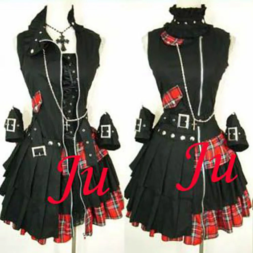 fondcosplay hiphop Gothic Tripp Lolita Punk black Cotton Dress Cosplay Costume CD/TV[CK347]