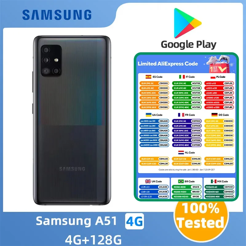 Samsung  Galaxy A51 4G  SmartPhone  CPU Samsung Exynos 9611  6.5inch 4000mAh  48MP Cameras  Android  Used Phone