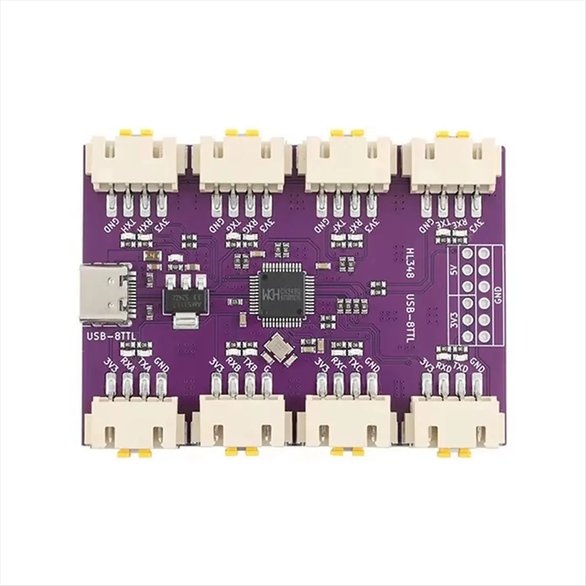 USB to 8 Channels Ways TTL Serial Port USB Type-C Interface 6Mbps High-Speed CH348 Chip Communication Conversion Module