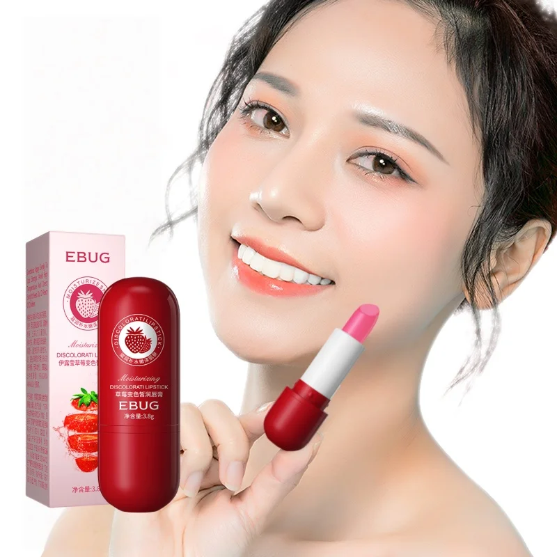 Strawberry Color-Changing Lip Balm, with a Light and Smooth Texture, Refreshing and Non-Sticky, Provides a Watery Feel to Protect Lips, Helps Improve Dry Lips, Is Exquisite and Compact, Easy to Carry, and Keeps Lips Protected at All Times.