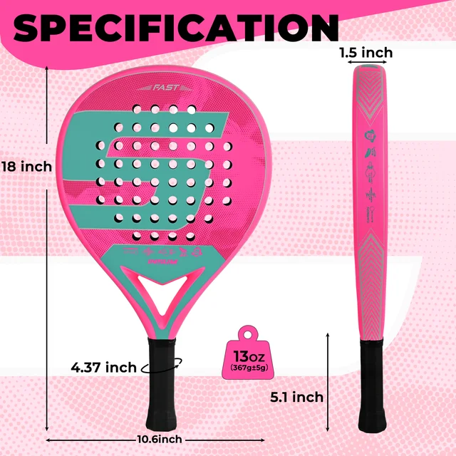 INSUM Padel Racket Carbon Fiber Surface with EVA Memory Flex Foam Core Padel Tennis Racket Lightweight Paddle Racquet 2