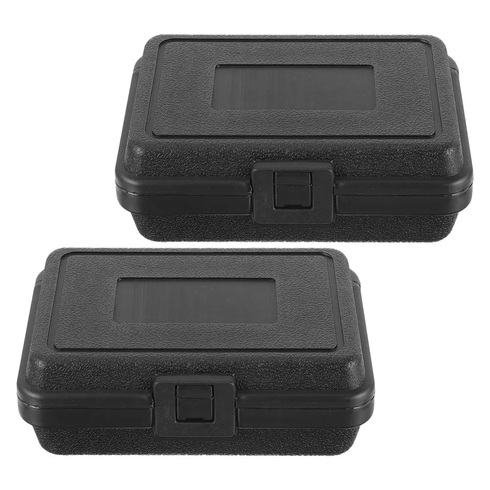 2Pcs Portable Waterproof Tool Storage Box Black Hard Case Durable Organizer for Mechanics Small Tool Carrying Case