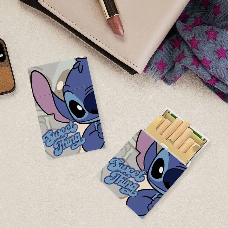 Disney Stitch Kawaii Cute Cartoon Plastic Cigarette Box Creative Personalized Peripheral Storage 20 Pack Thick  for Boyfriend