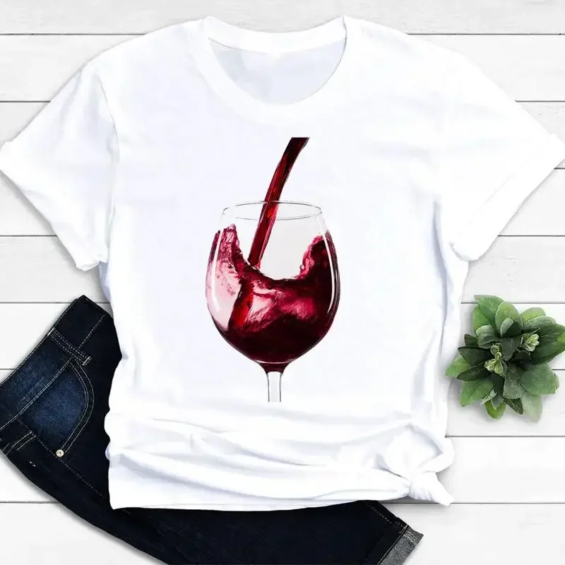 Wine Love Fashion Clothes T Women Funny Cute Casual Tshirt Summer Top Female Short Sleeve Tee Shirt Lady Graphic T-shirts