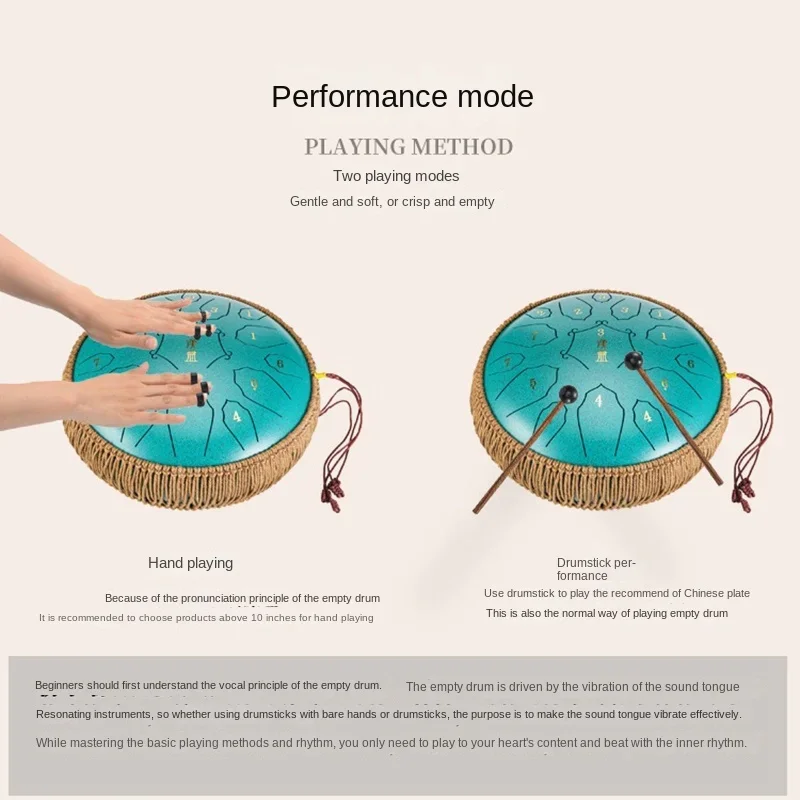 12 Inch 15 Note Tongue Drum D Key Ethereal Drum Beginner Hand Pan Drums Yoga Meditation Percussion Instruments with Accessories