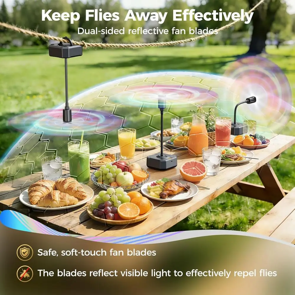 Rechargeable Battery Lasts Up to 20 Working Hrs, with LED Display & Safe Blades, Ideal for Outdoor Tables or Patio, Picnic, Part