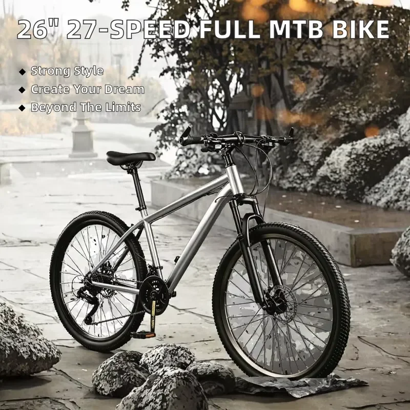 26-Inch full-suspension mountain bike 27-speed mountain bike with disc brakes and comfortable seat