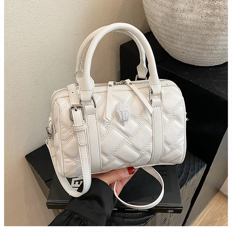 

2025 Japan - Korea Sold Out! Creamy Blur Quilted Shoulder Bag - Embroidery Trim, Pillow Shape, Eagle Head