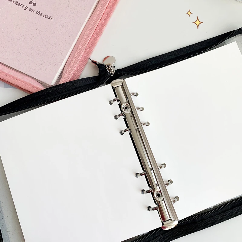 Creative Transparent Zipper Bag Cover Diary Planner Cute A6 Square Loose Leaf Blank Grid Paper Inner Journal Agenda Notebook