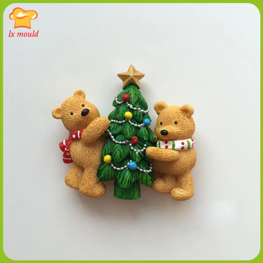 Christmas Tree & Bear Sugar The Chocolate Cake Decoration Silicone Tools DIY Cake Candy Mould