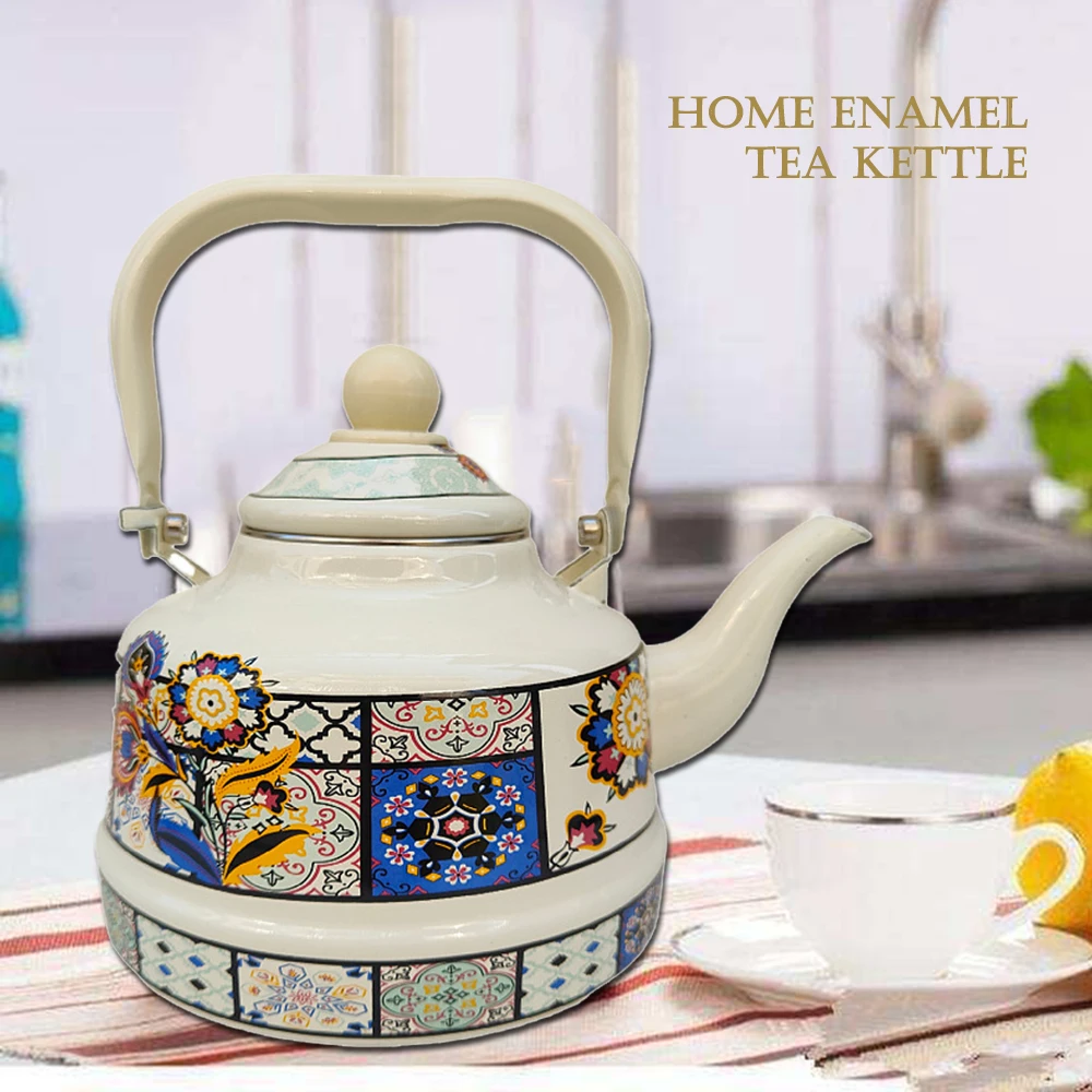 European style enamel tea kettle, Ancient clock kettle, Gas Induction Cooker Universal, boiling water kettle for home,1.7L/2.5L