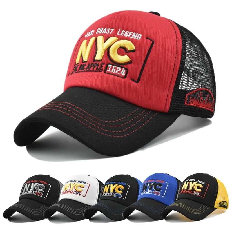 Summer letters NYC Embroidered baseball cap Men\'s outdoor Sun block breathable mesh cap Women\'s fashion hat