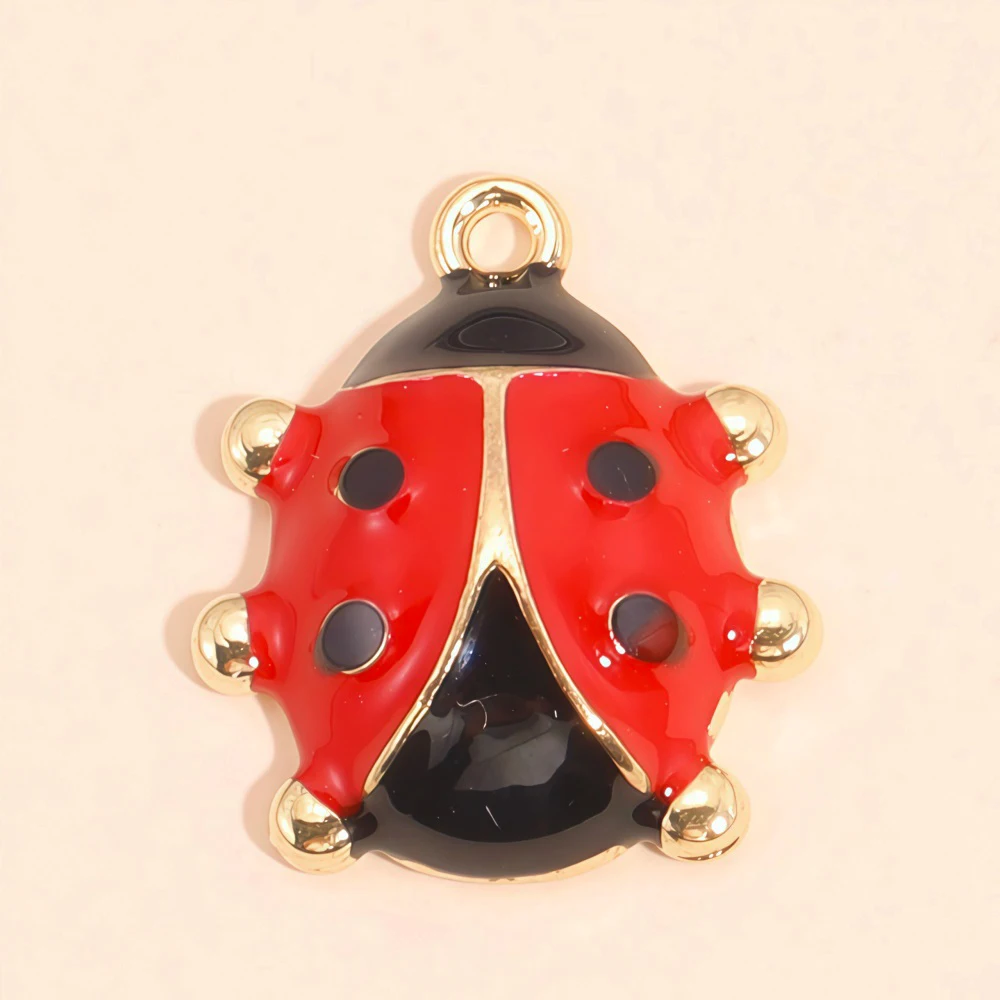 10Pcs Cute Enamel Insect Ladybug Charms for Jewelry Making Earrings Necklaces Pendant Bracelets DIY Craft Accessories