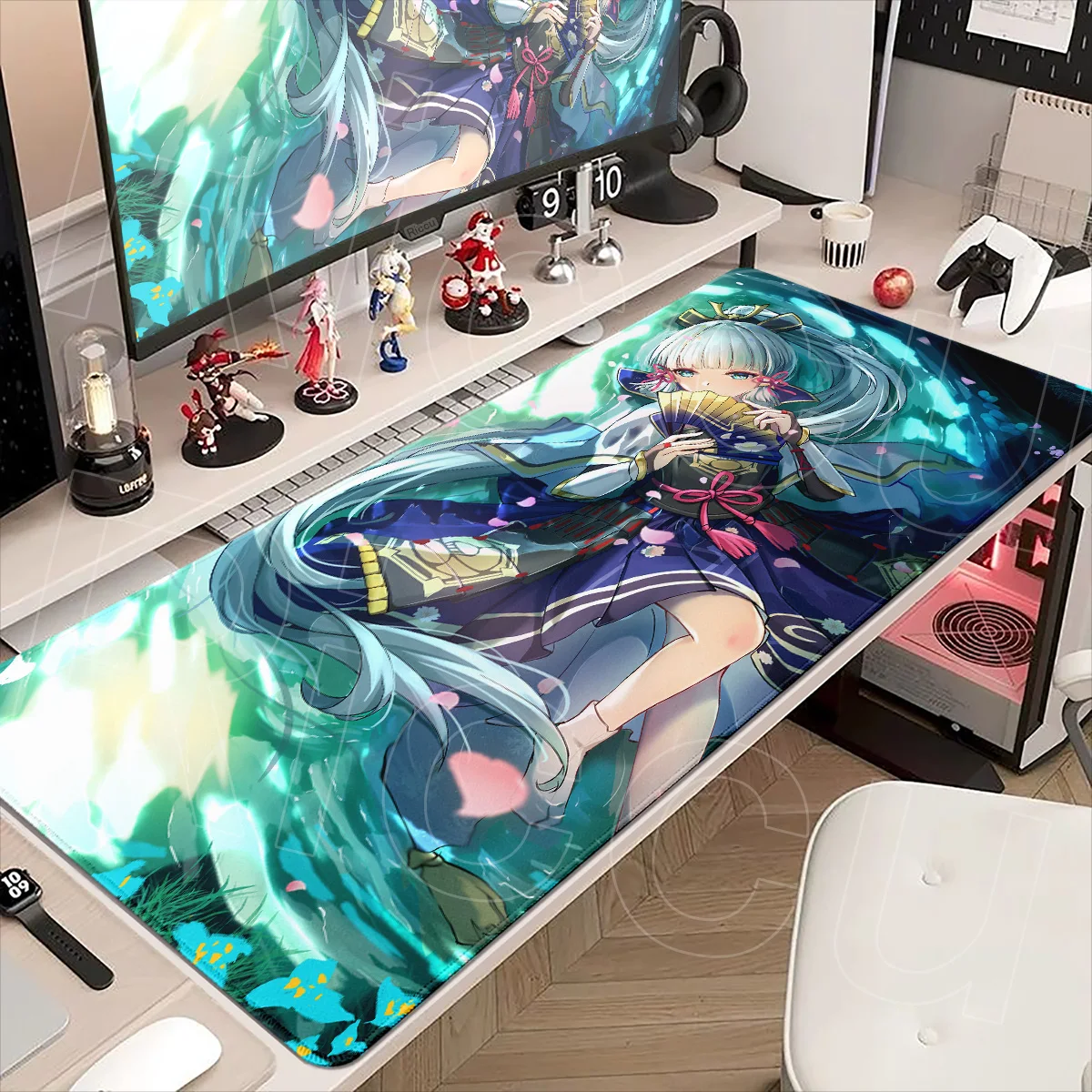 Genshin Impact Kamisato Ayaka Anime Gaming Mousepad Office Cute Keyboard Accessories Mouse Pad 900x400mm Rubber Anti-slip Carpet