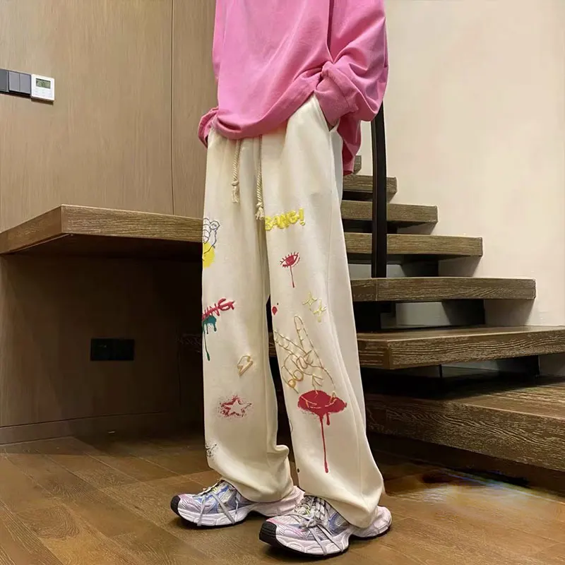 

Autumn Elegant Fashion Harajuku Slim Fit Ropa Hombre Loose Casual Sport All Match Wide Leg Pants Pockets Straight Leg Pants