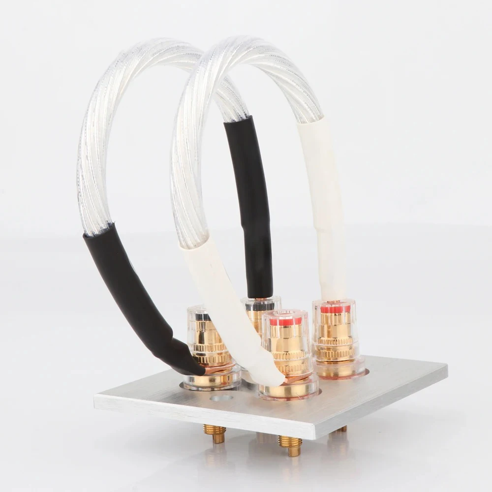 4 szt. Mostek/Przewód połączeniowy głośnikowy, srebrny mostek połączeniowy, kabel Y Spade do Y Spade, przewód połączeniowy głośnikowy