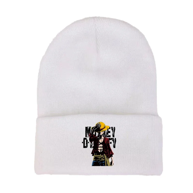 Anime Luffy Gear 5 Cotton Casual Beanies for Men Women Knitted Winter Hat Luffy Roronoa Zoro Ullzang Skullies Bonnet Unisex Cap