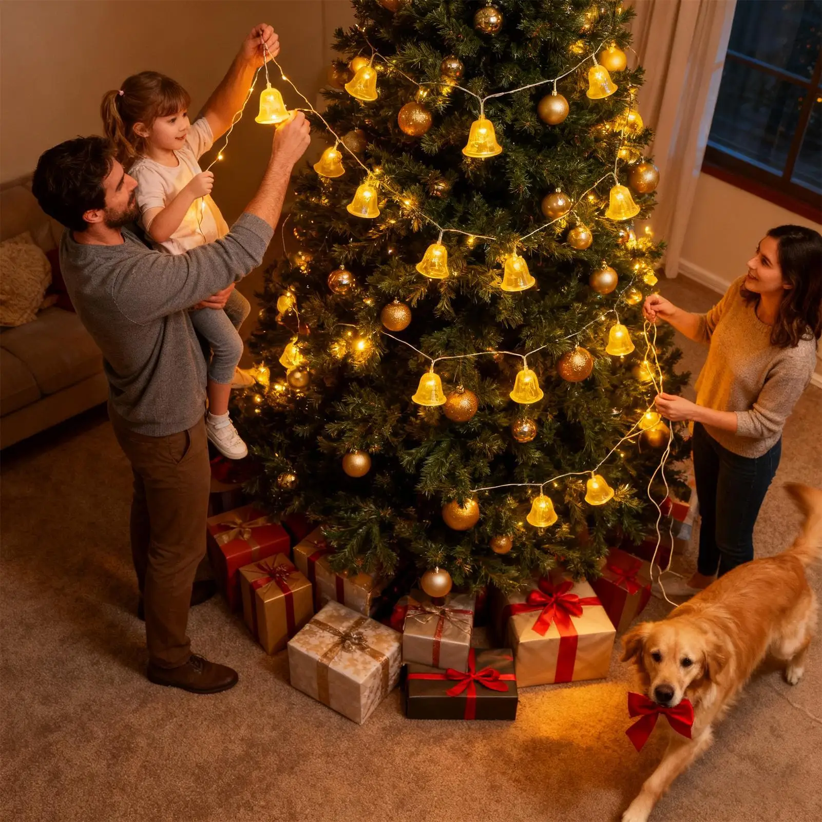 أضواء عيد الميلاد لشجرة 16Ft مقاوم للماء الجنية 50 LED سلسلة أضواء زينة عيد الميلاد للداخلية في الهواء الطلق حديقة ساحة فناء الشرفة