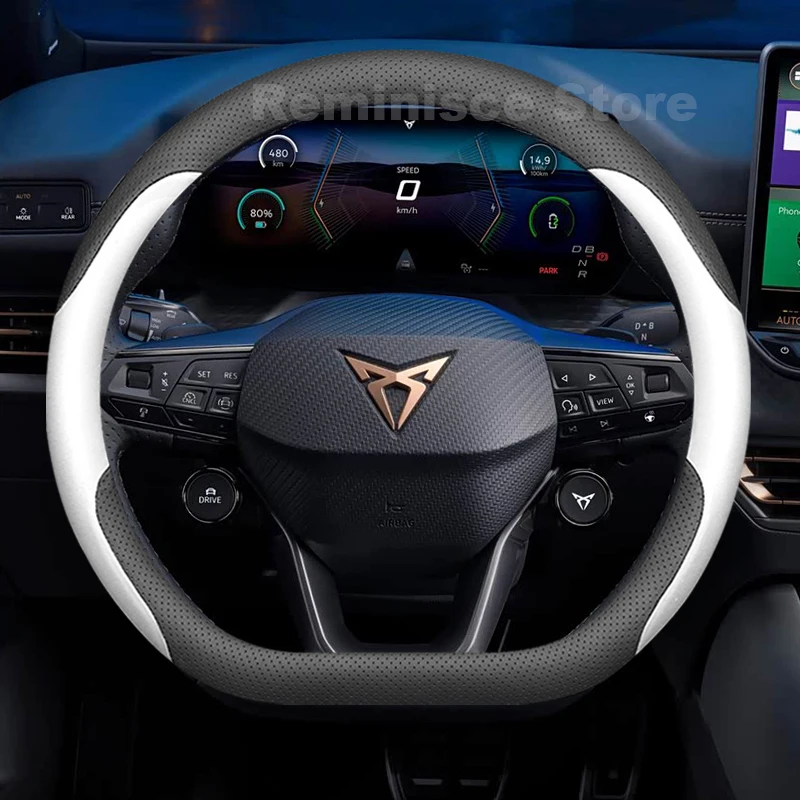 

Leather Car Steering Wheel Cover for Cupra Born Terramar 2027-2018 Anti slip Auto Steering Wheel Cover Cupra Born Accessories