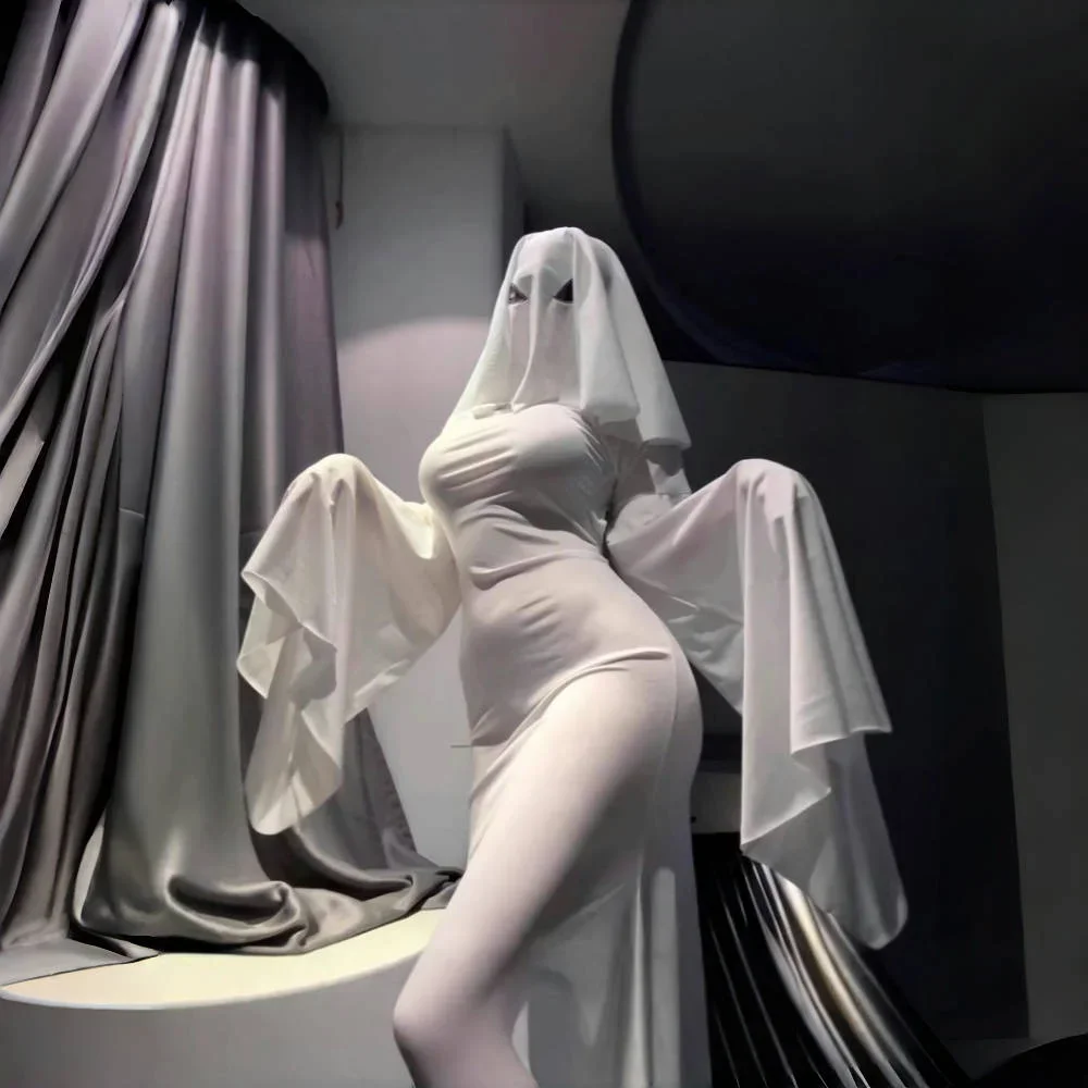 Weibliche Geist Cosplay Kostüm Scare Face Cape Outfits Halloween Weibliche Geist Cos Comic sexy Kleidung