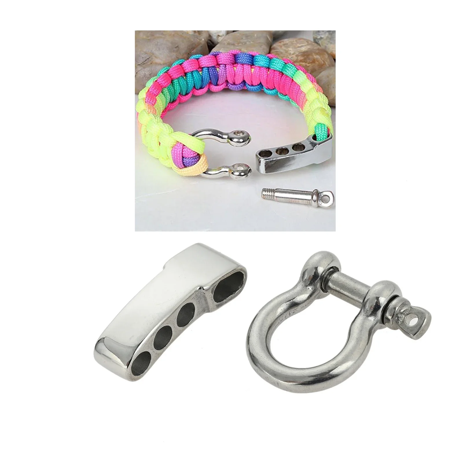 Stainless Steel Anchor U Shape Bow Shackle Adjustable D-Buckle Screw Pin Outdoor Survival Paracord Umbrella Rope Bracelet Buckle