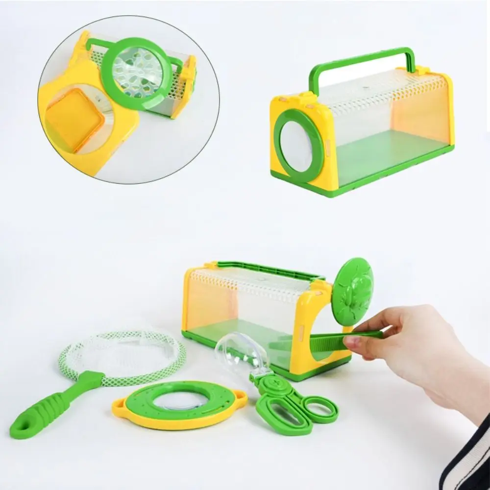 Plastic Outdoor Exploration Kit Carrying Handle Observation Box Insect Catching Kit Magnifying Glass Capture Tool Explorer Kit