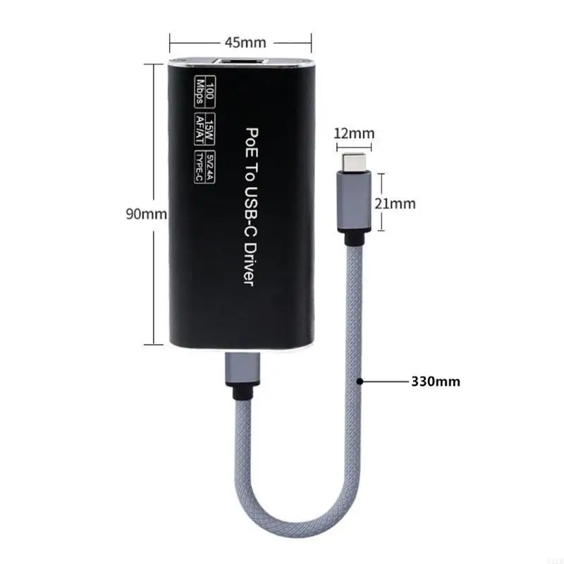 

PoE to USB C Converters USB C to Ethernet Adapter For Home Office Connectivities R2LB