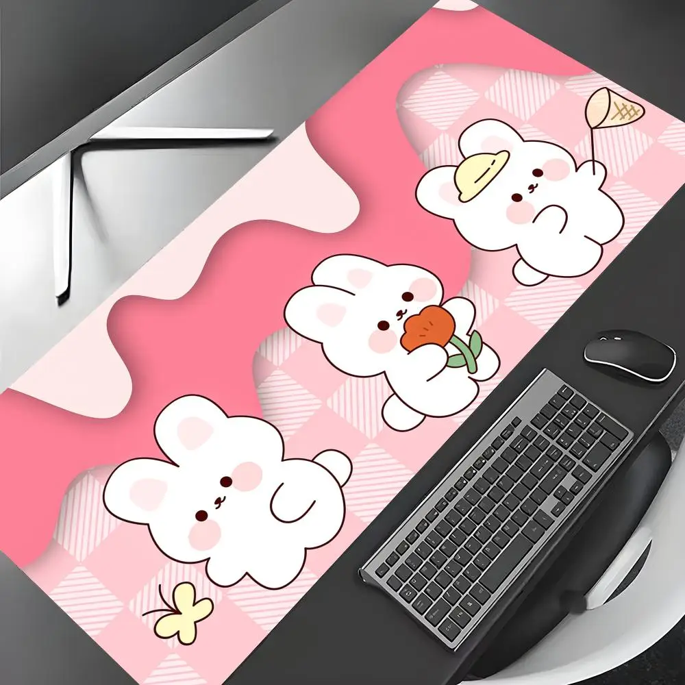 Cute cartoon rabbit anime Mouse Pad Gaming mats Non-Slip Desk Mat mouse carpet with Stitched Edge HD printing Office mat