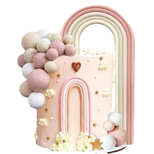 Regenbogen-Kuchenaufsätze, bunte Regenbogen-Kuchendekorationen für Hochzeit, Babyparty, Bärenthema, Mädchen, Jungen, Geburtstagsparty-Zubehör – Detail 2