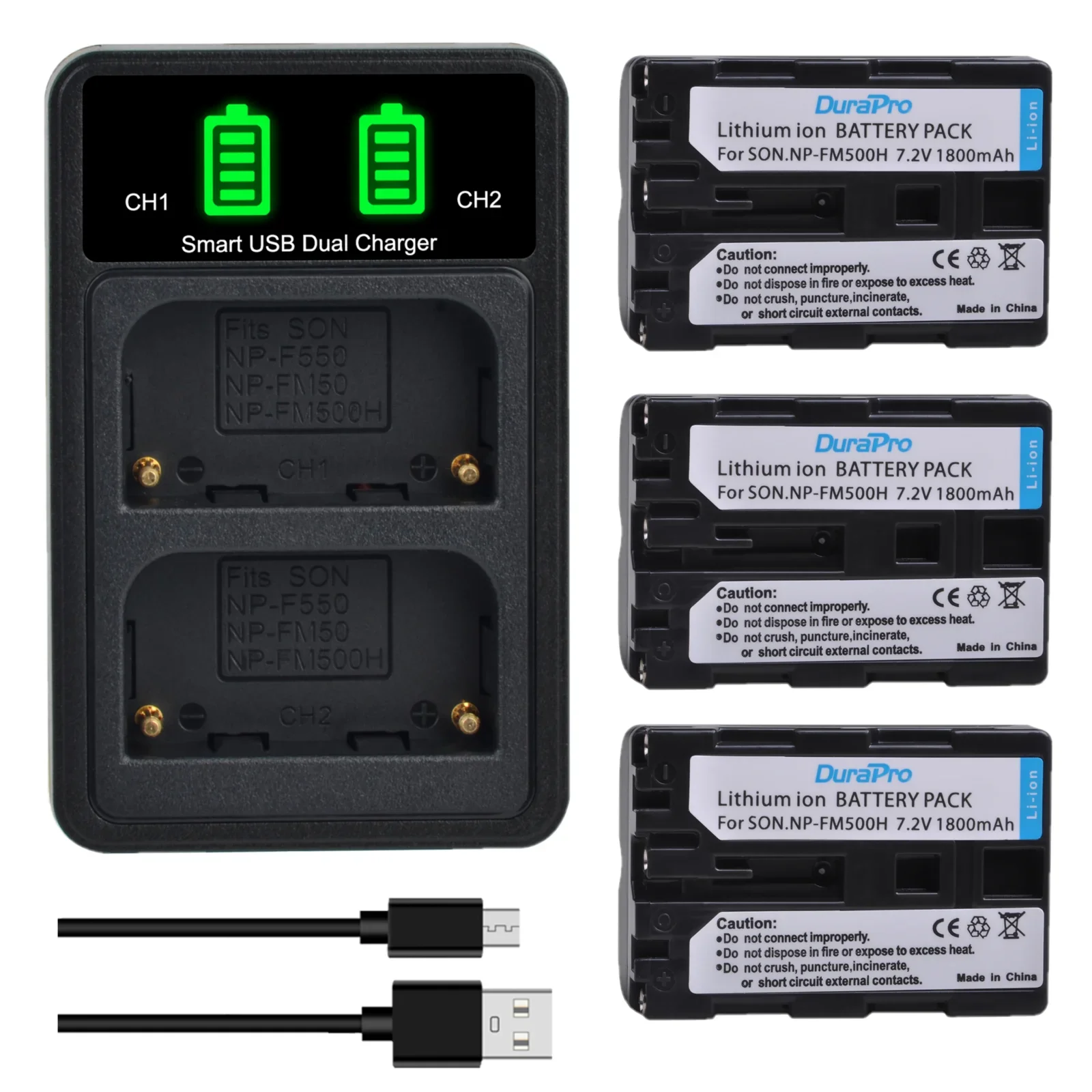 

NP-FM500H Battery and Type-c Charger for Sony DSLR-A350 A300 A200 A500 A700 SLT-A57 A65 A77