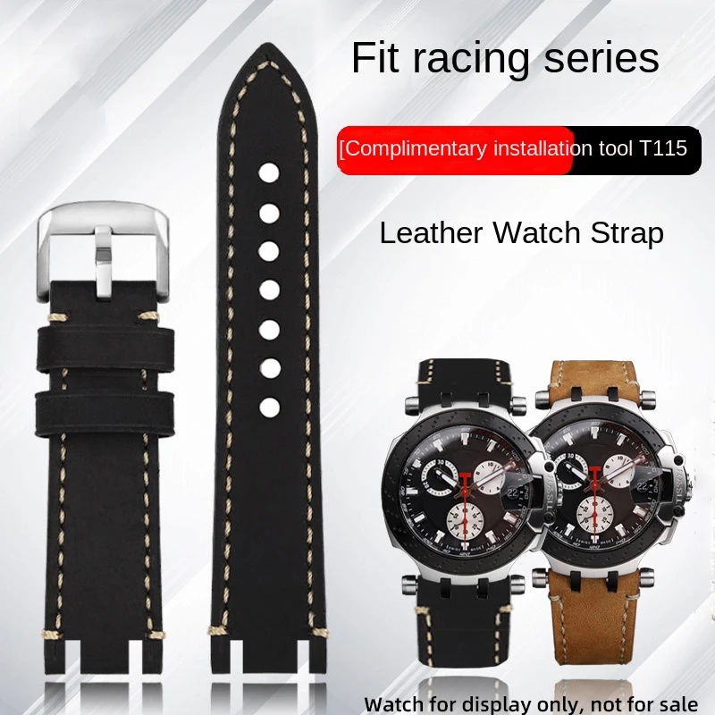 

T115417 Bracelet 22mm For Tissot 1853 Racing Series T115.417 Band Moto GP Retro Matte Cowhide Watch strap belt hex screwdriver