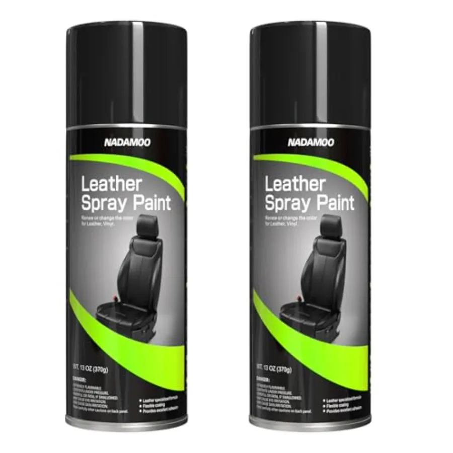 

Leather Spray Paint Semi-Gloss Black 2 Cans - Flexible Finish Vinyl Coating for Furniture Car Seats Bags Couches Shoes DIY Home