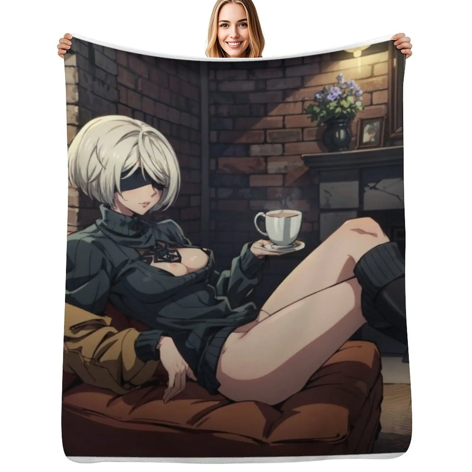 

2B Nier: Automata Throw Blanket Lightweight Cozy Blanket for Bed Sofa