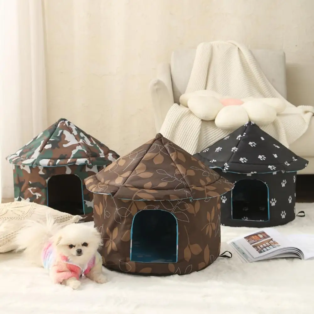 Cat Nest Durable Foldable Cat Dog House Soft Comfortable Shelter for Outdoor Indoor Use Keep Pet Warm Cozy Non-slip Pet Bed