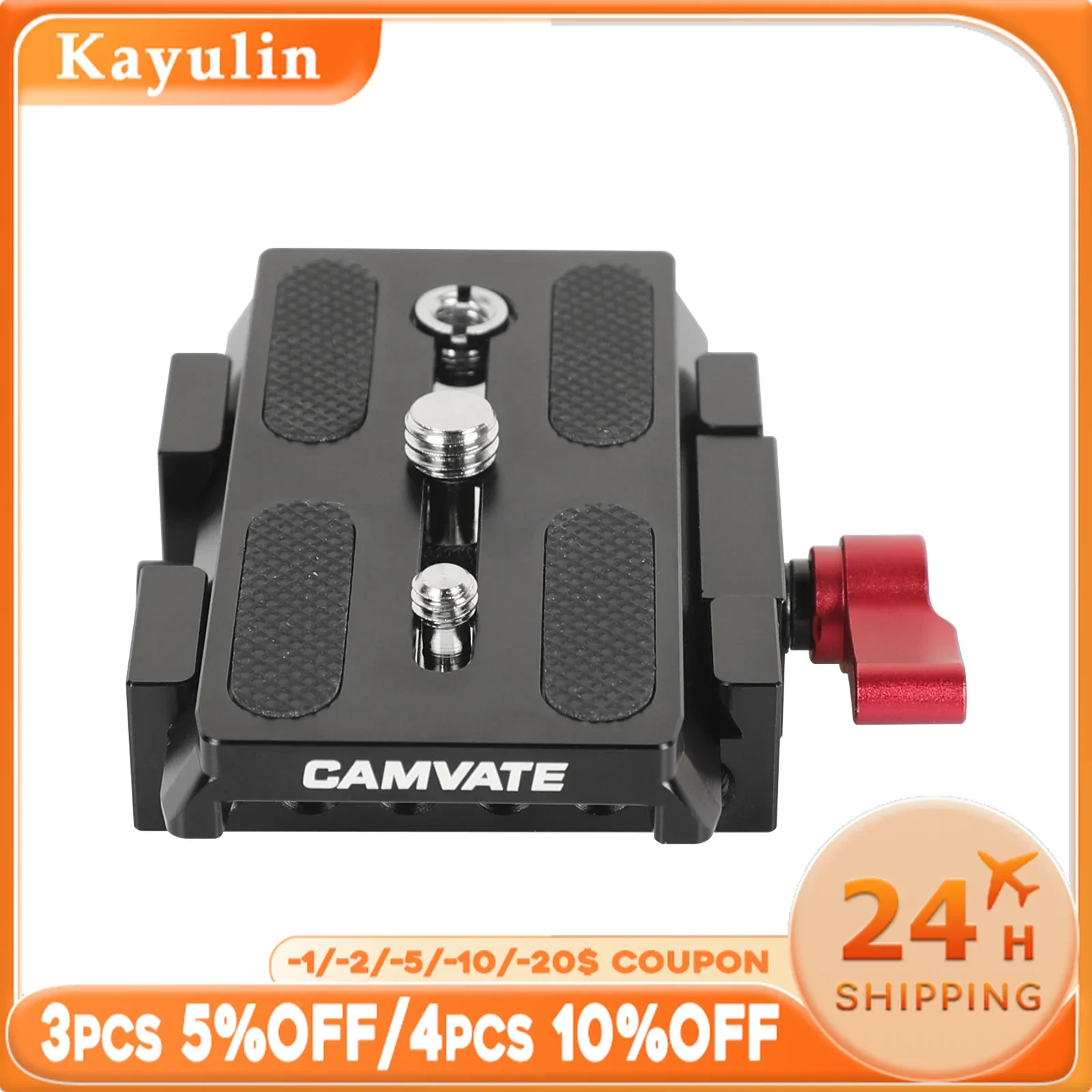 KAYULIN Quick Release Plate Camera Clamp Adapter Locking Knob 1/4 3/8 inch Holes For DSLR & SLR Cameras For Manfrotto Accessory