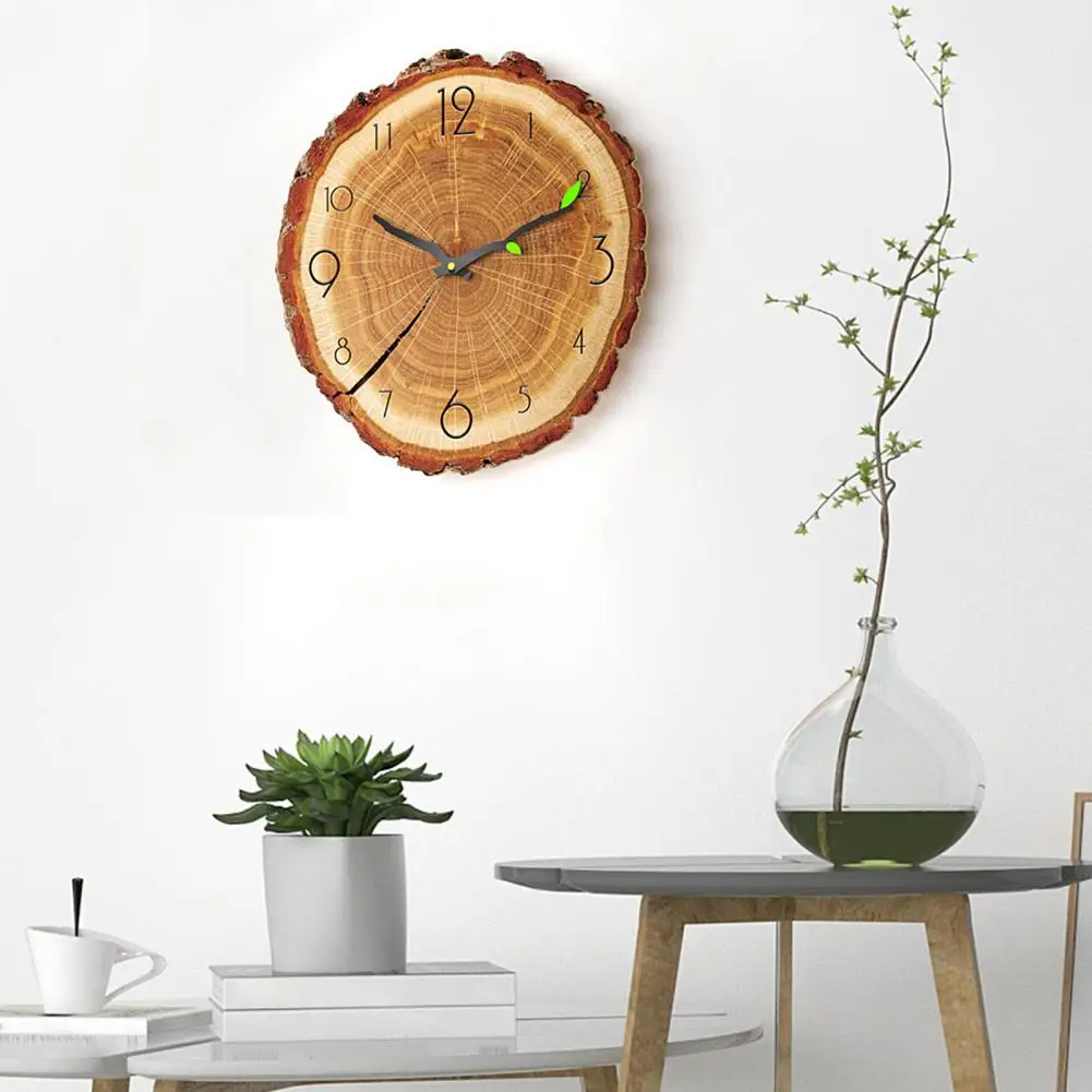 

No Frame Wall Clock Natural Design Wall Clock Wood Grain Wall Clock Unique Tree Stump Design Silent Quartz Movement for Home