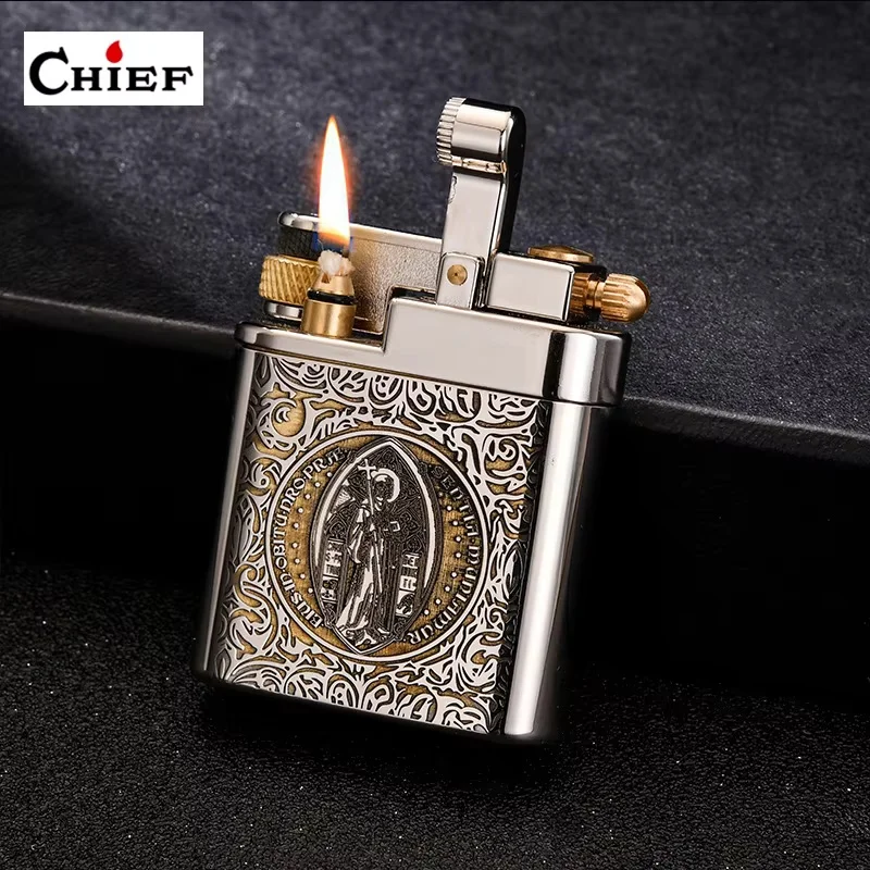 CHIEF Tangcao Vintage Lighter Mechanical Side-slide Grinding Wheel Ignition Men's Personalized Creative Cigarette Accessories