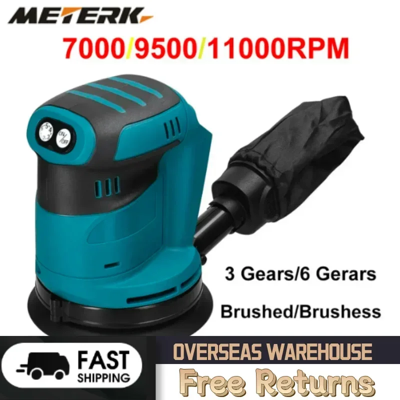 125mm Brush Motor Cordless Orbital Sander Wood Grinder Wood Metal Waxing Polishing Grinding Machine for Makita 18V Battery Tools