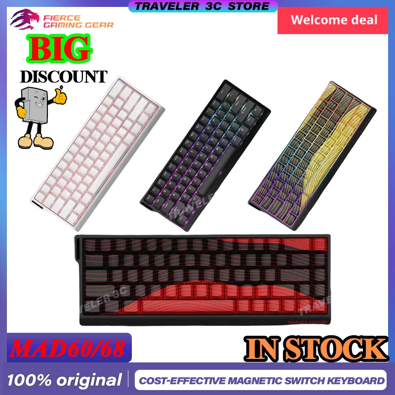 IN STOCK Original MADLIONS MAD60HE MAD68HE Customized Magnetic Switch Mechanical Keyboard  MAD68 R 0.02RT 8K 0.125ms Gift PC