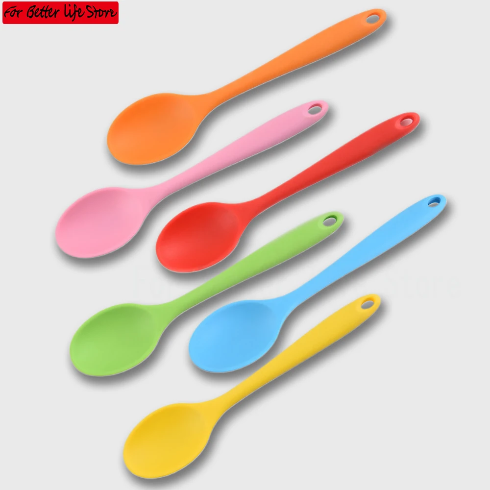 1 piece set of 13 color selection silicone spoon mixing spoon soup spoon  tchen mixing pot cooking utensils tableware mixing