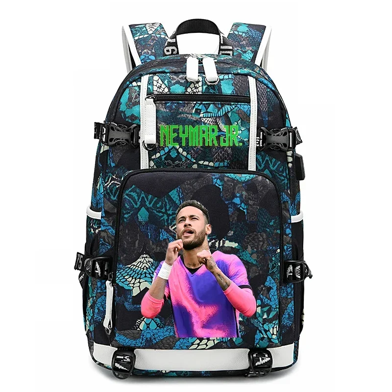Mochila juvenil com estampa de avatar neymar, bolsa escolar casual para estudantes, grande capacidade, viagem ao ar livre