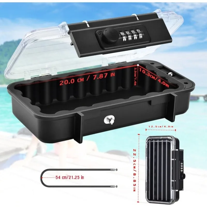 Portable Large Capacity Safe Password Valuables Storage Box Waterproof Key Safe Box with Removable Cable Handle