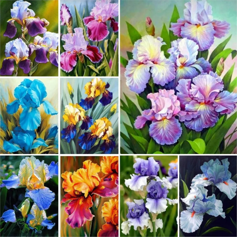 New Arrival 5d Diamond Painting Blue Purple Iris Diamond Art Flowers Embroidery Diamond Mosaic Full Cross Stitch Kits Home Decor